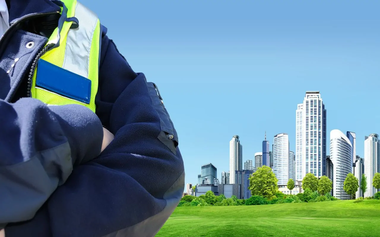 Professional security guard protecting a Houston commercial property