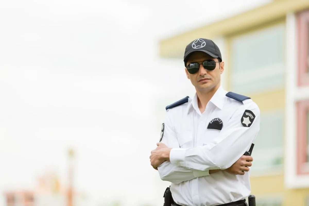 Construction site security guard on duty