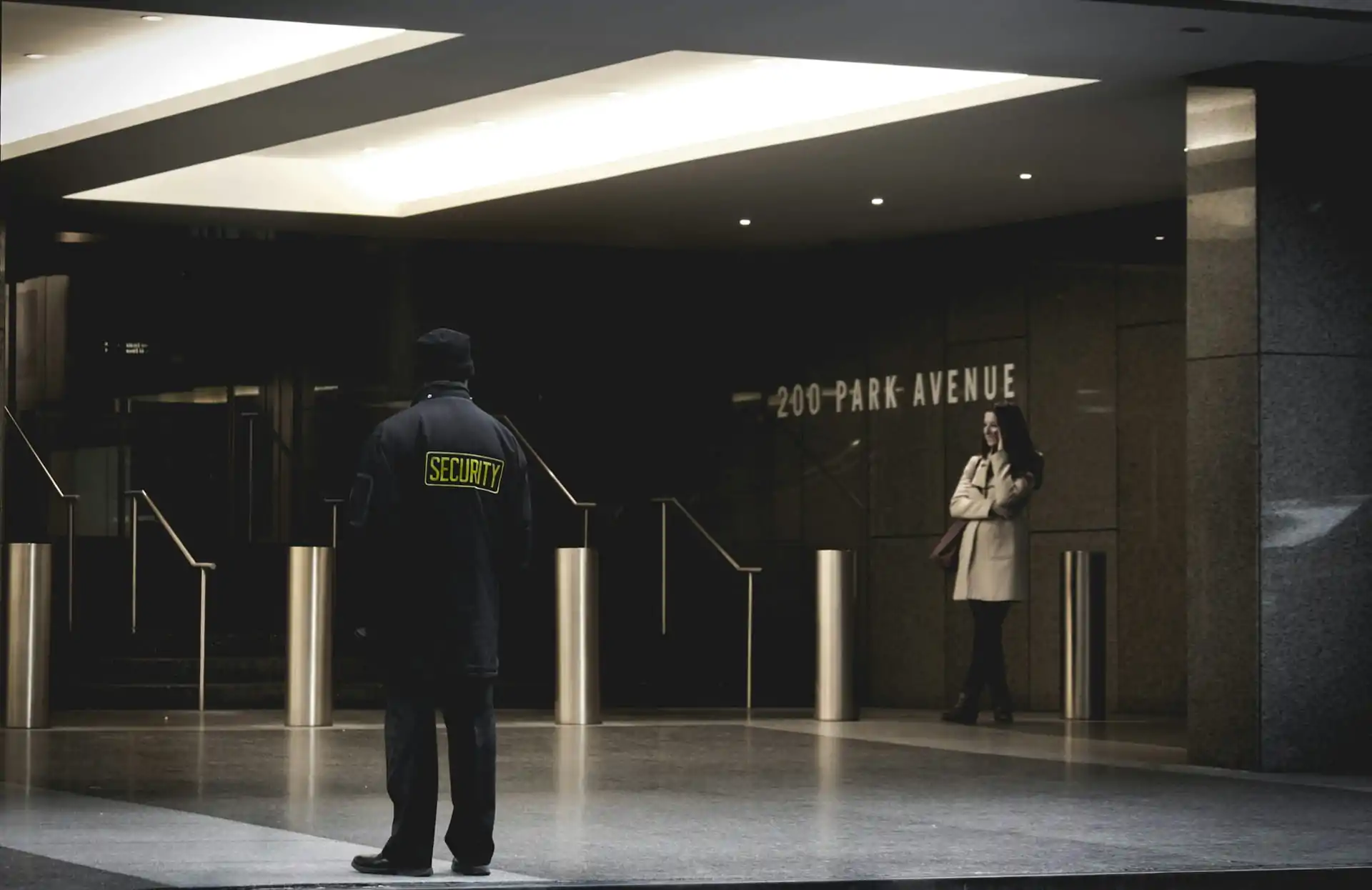 Guard in the building lobby