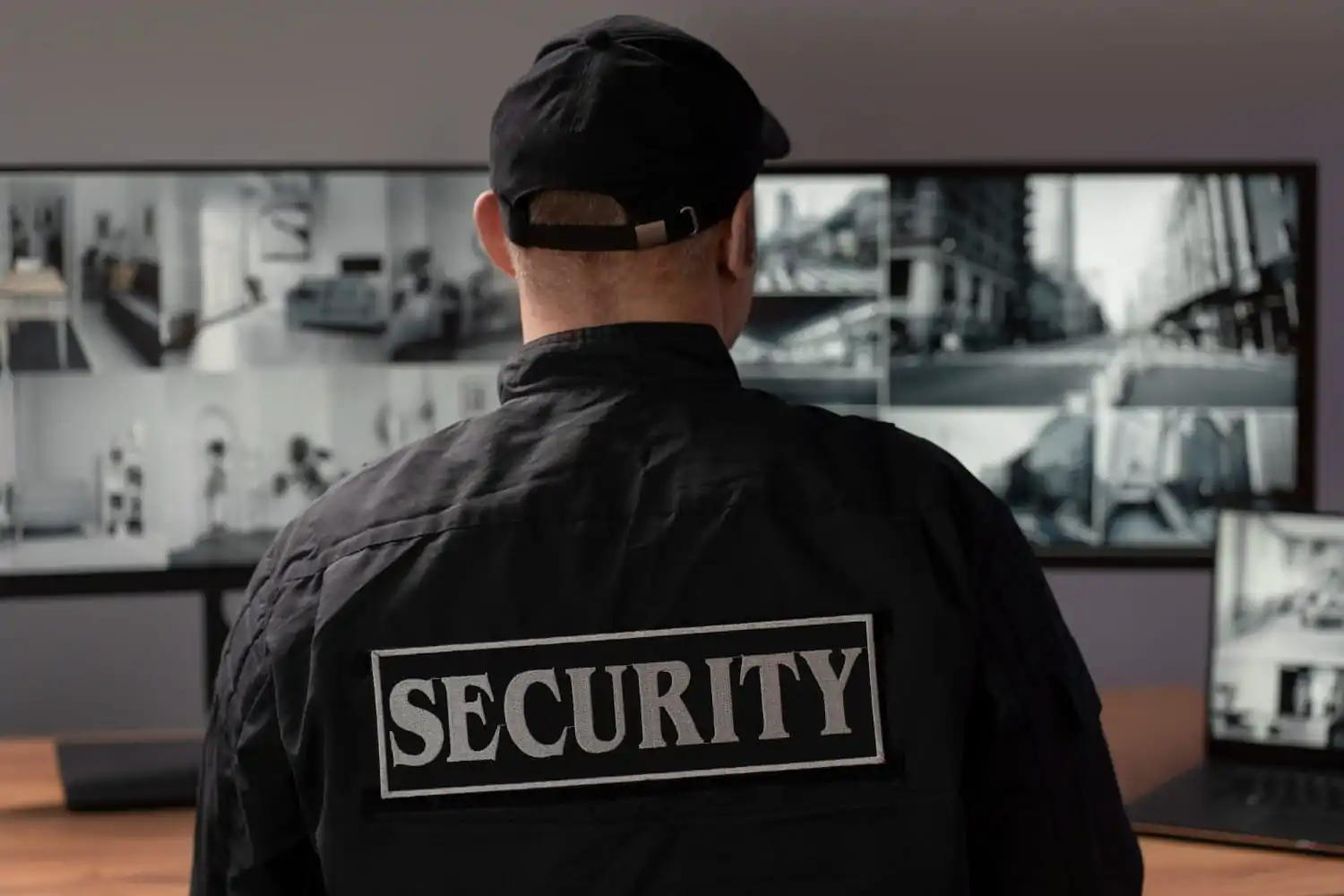 Security guard monitoring the CCTVs