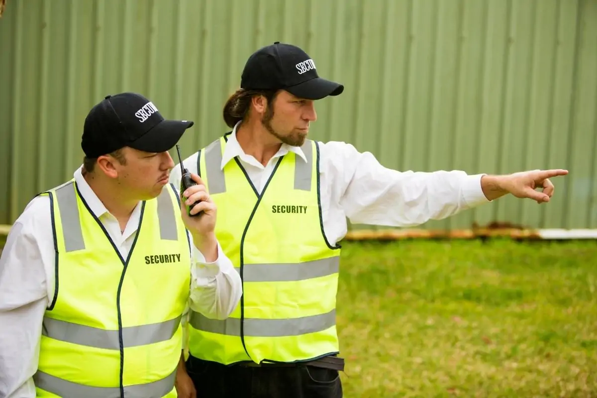 Uniformed security guards monitoring premises