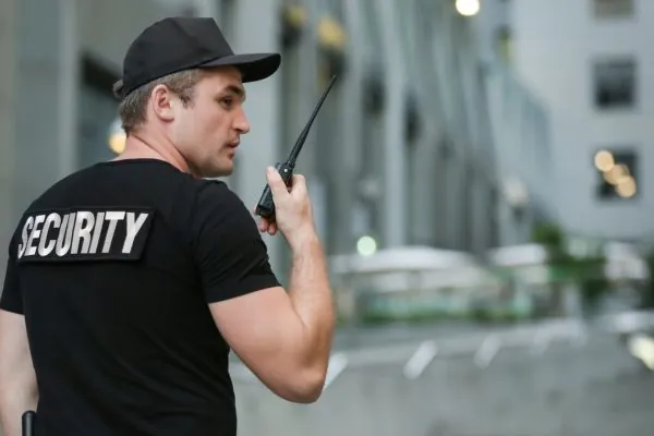 Security guard walking assigned patrol route