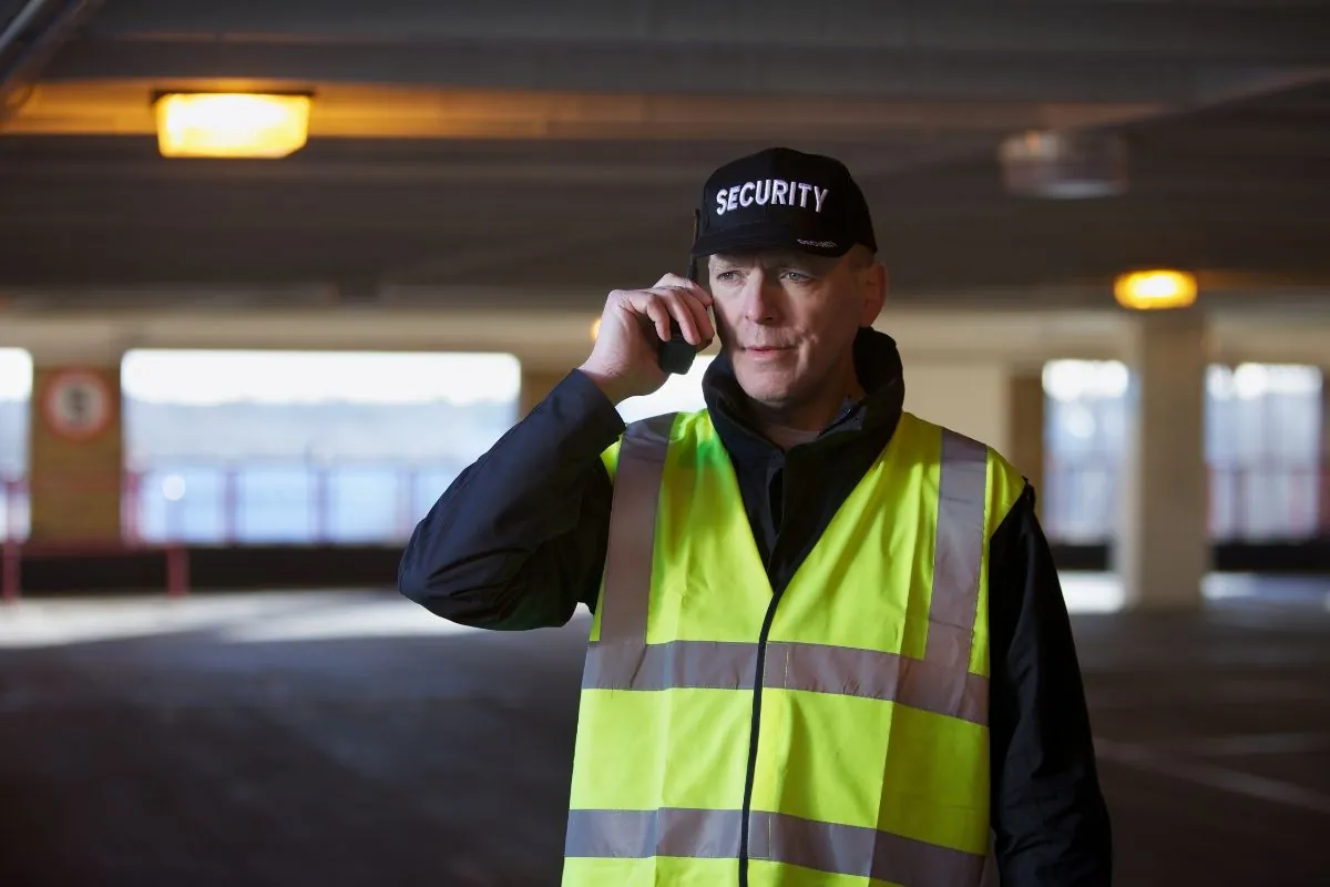 Professional security guard maintaining site safety