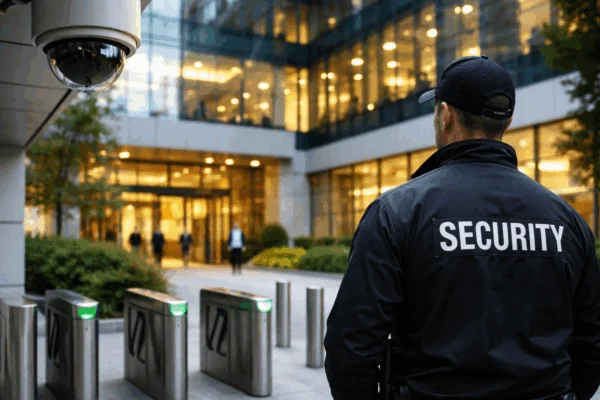 Security at modern office entrance