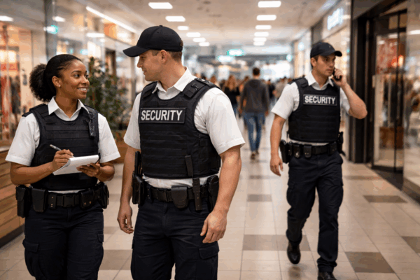 Mall security guards on duty