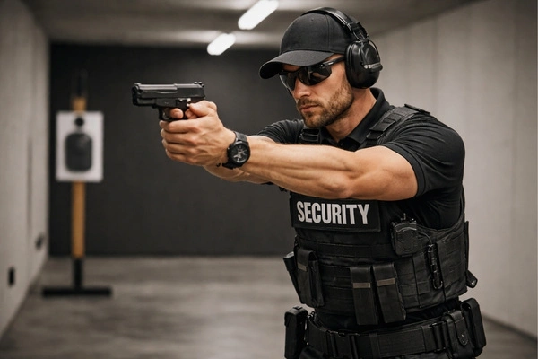 Armed guard undergoing tactical training.