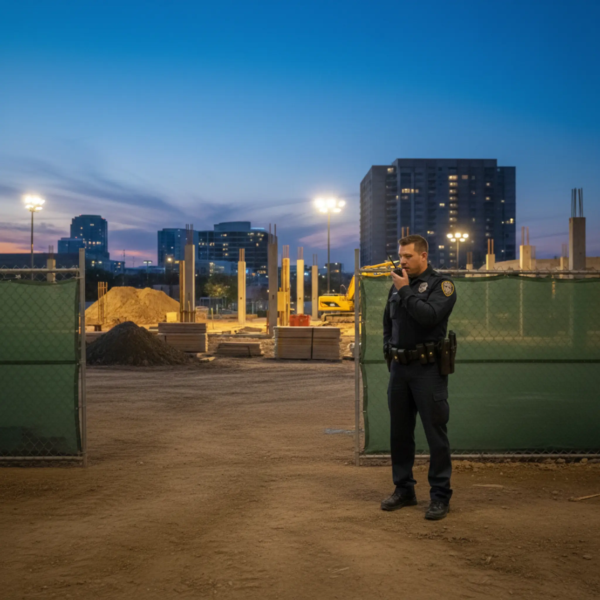Security guard guarding the construction site