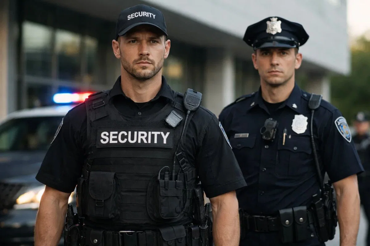 Security guard compared with law enforcement