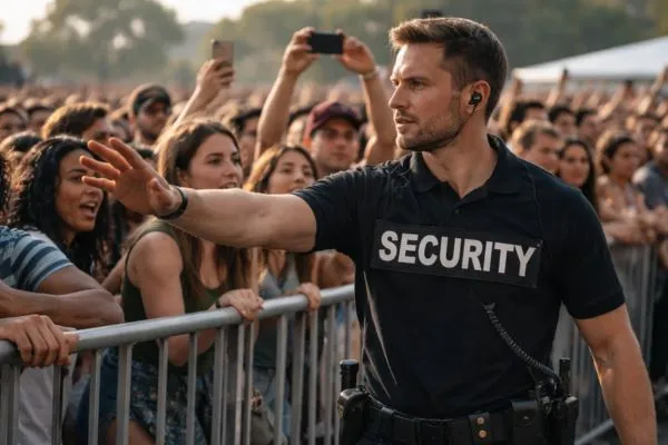 Event guard handling crowd control duties