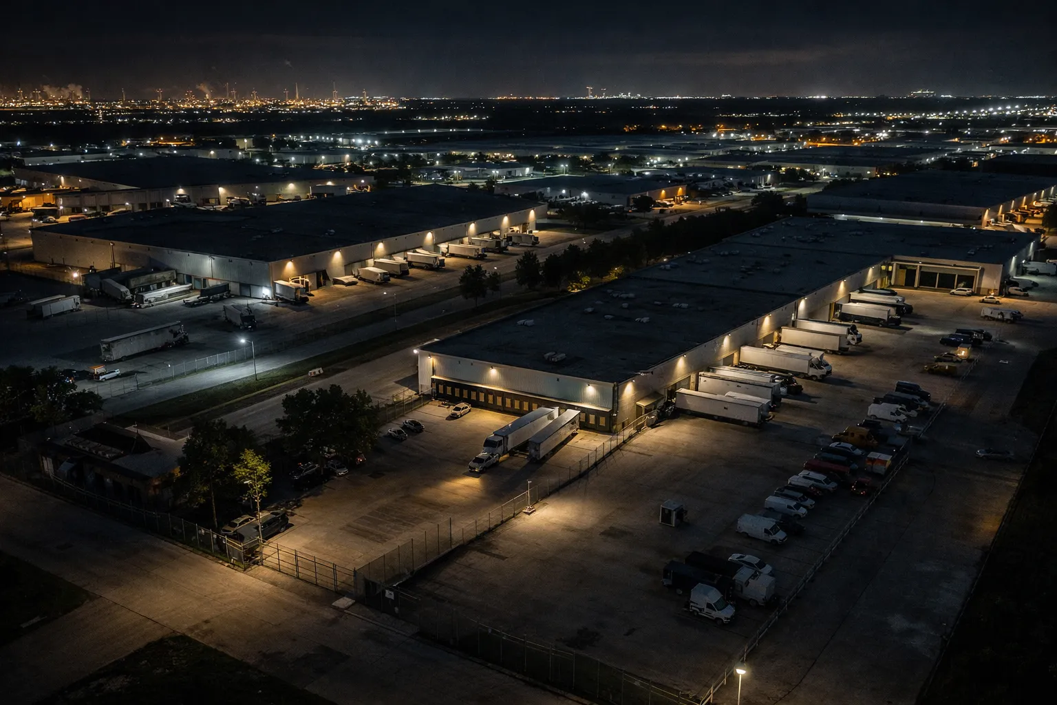 Industrial warehouse district in Pasadena Texas