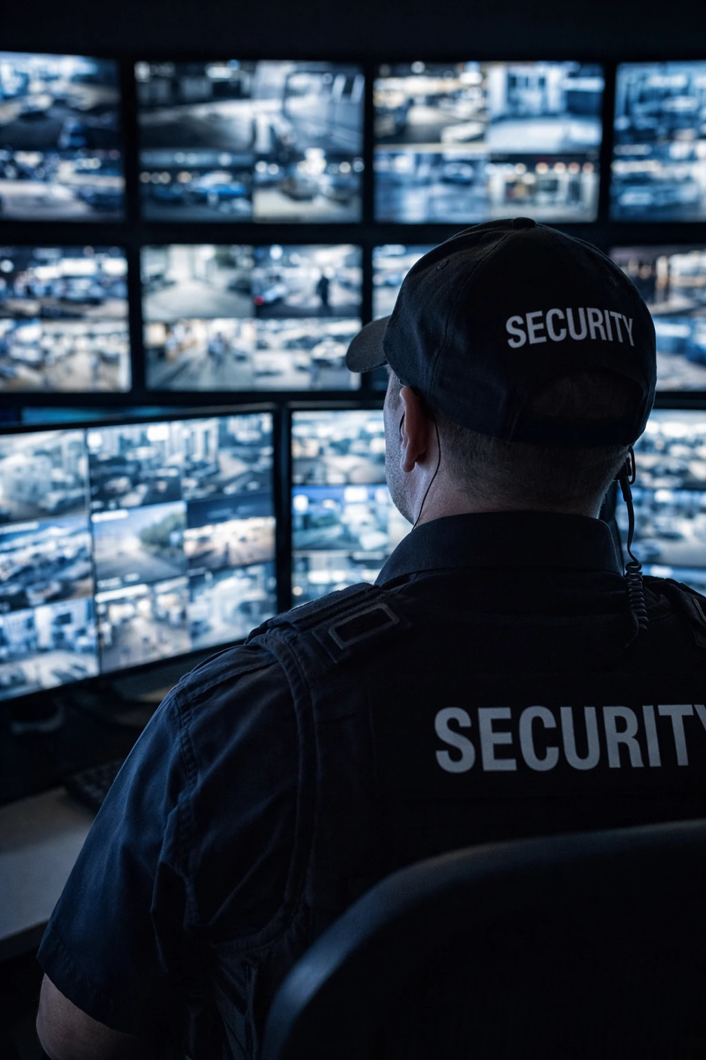 security guard monitoring cctv