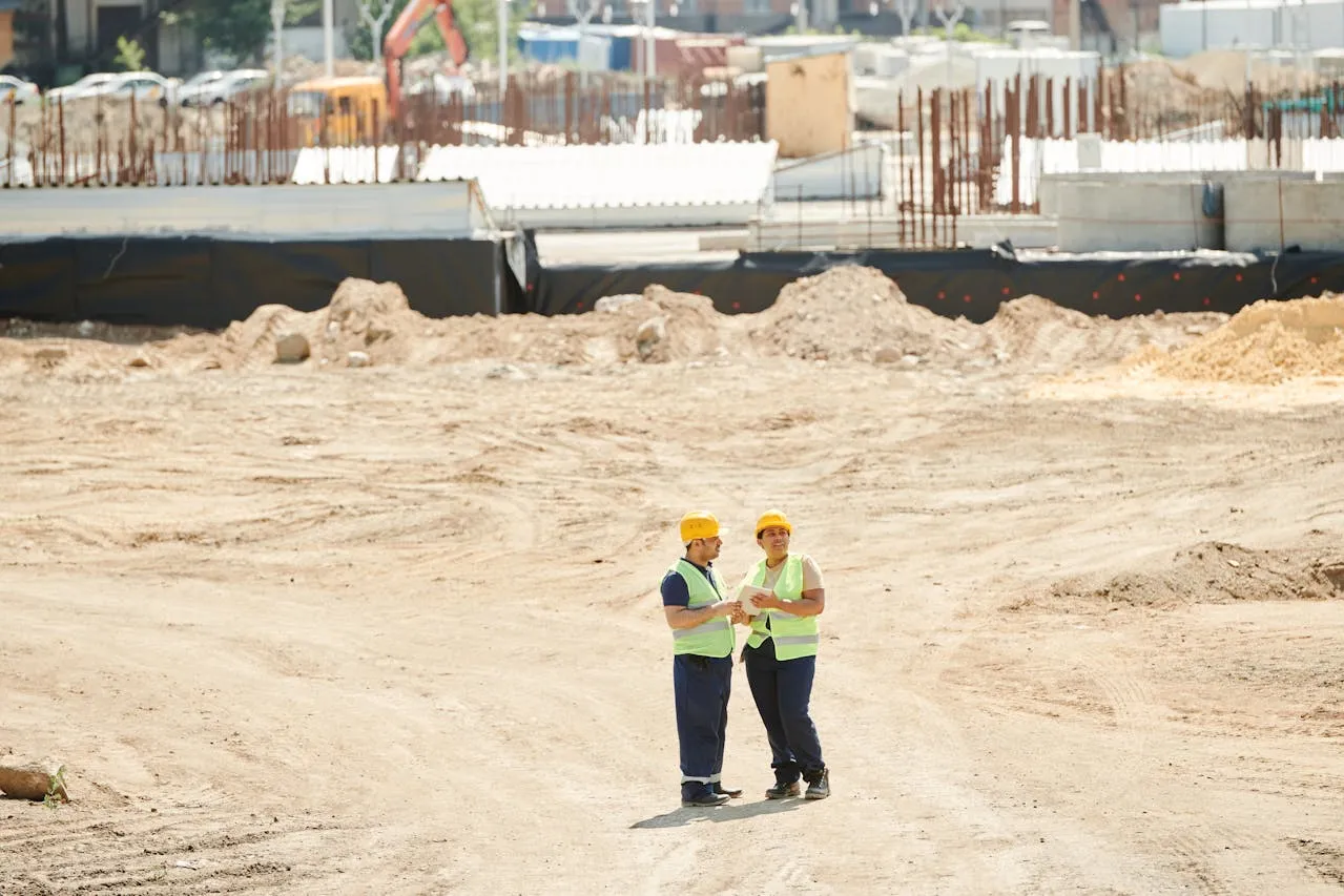 two engineers in the construction site