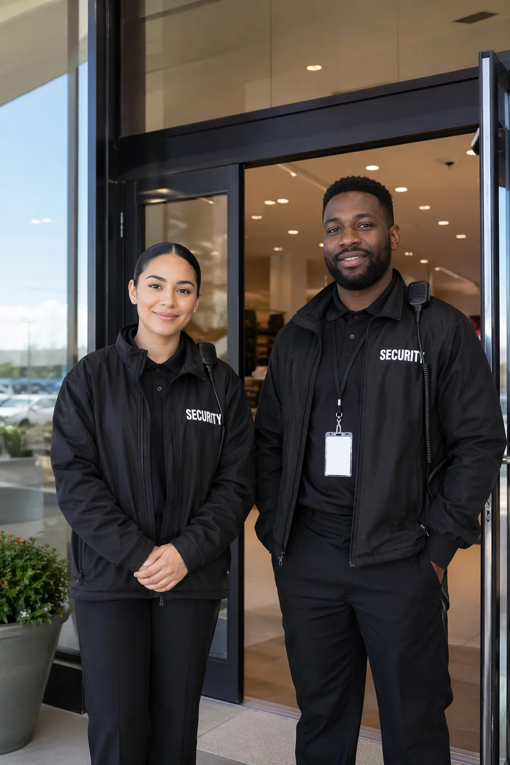 a female and male shopping mall security guard in Conroe, TX