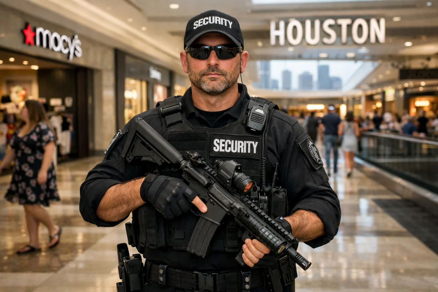 armed security guard in a mall
