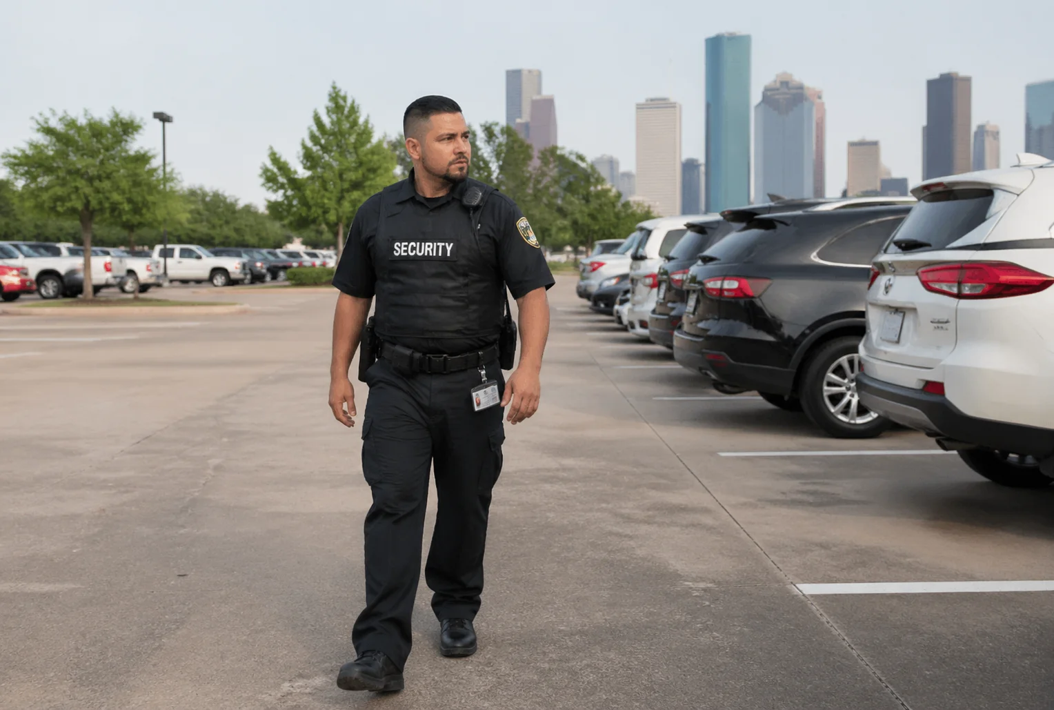 security guard in a parking lot of Houston, TX