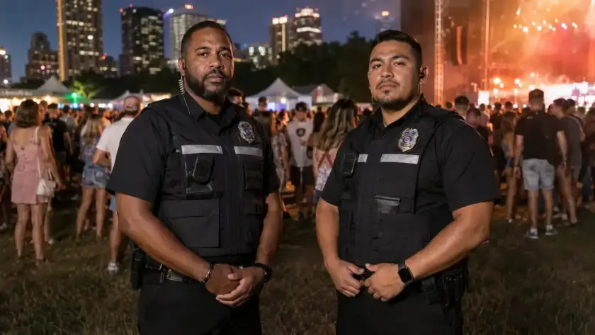 Event security risks managed by uniformed guards at large outdoor Houston event