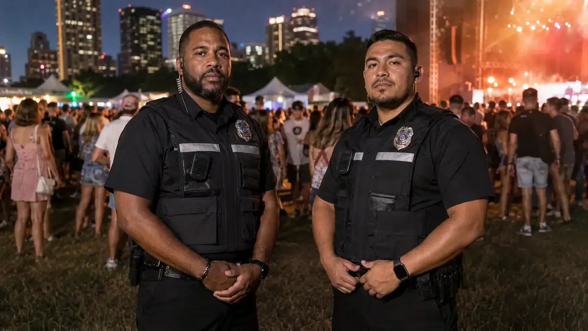 Event security risks managed by uniformed guards at large outdoor Houston event