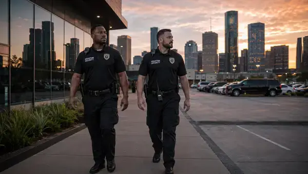 Reliable Guard Patrol Service team patrolling a Houston commercial property