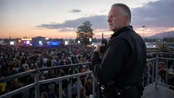 Event security commander coordinating major incident response at Houston gathering