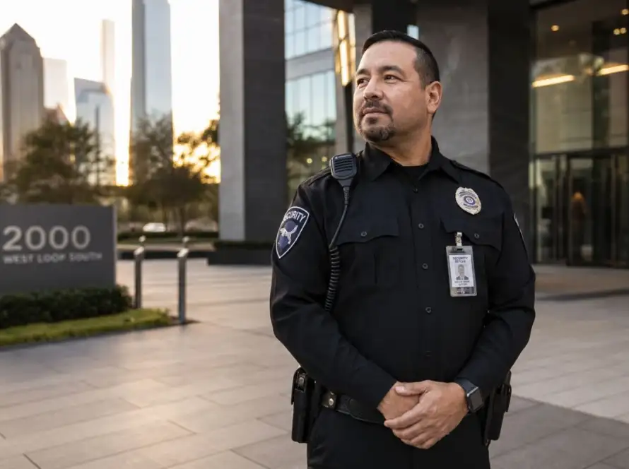 Security guard on a weekly shift in Houston