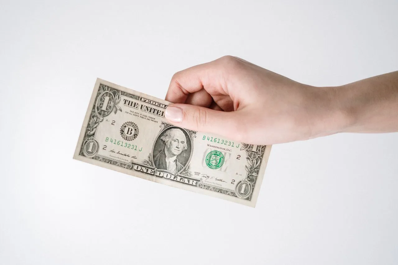 hand holding a dollar