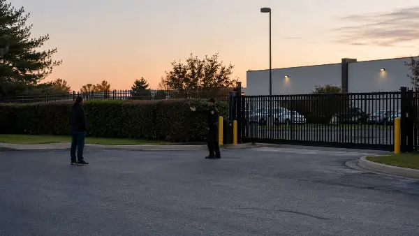 Security officer directing a trespasser to leave a commercial property