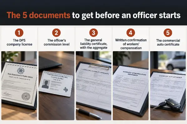 Five documents to verify before hiring a Texas security guard company